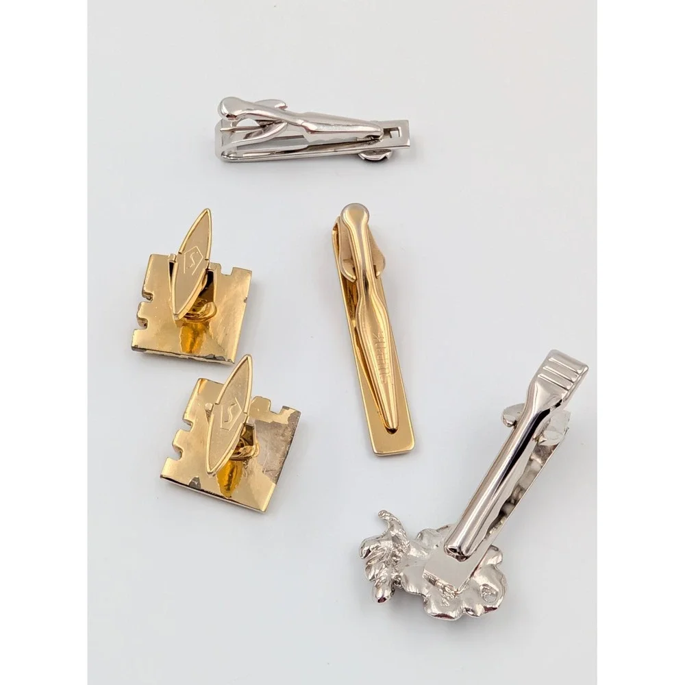 VTG Mens Jewelry Lot Cufflinks and Tie Clips Gold & Silver Tone